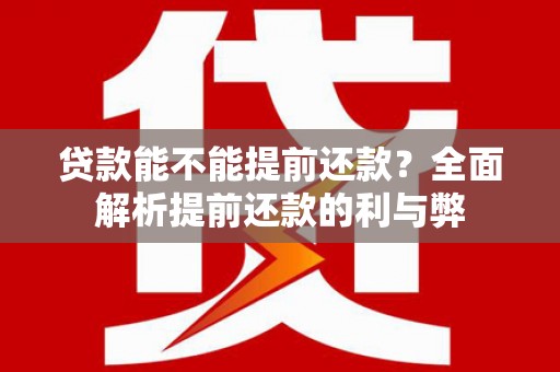 武汉贷款能不能提前还款？全面解析提前还款的利与弊