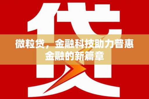 武汉微粒贷，金融科技助力普惠金融的新篇章