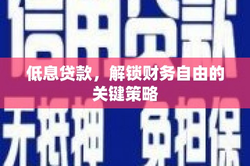 武汉低息贷款，解锁财务自由的关键策略