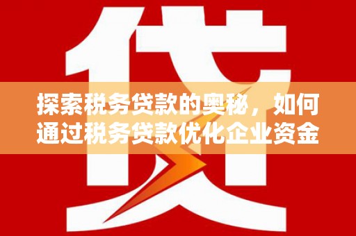 武汉探索税务贷款的奥秘，如何通过税务贷款优化企业资金流
