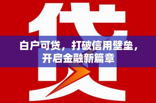 武汉白户可贷，打破信用壁垒，开启金融新篇章