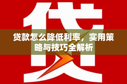 武汉贷款怎么降低利率，实用策略与技巧全解析