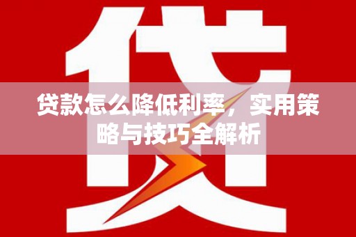 武汉贷款怎么降低利率，实用策略与技巧全解析