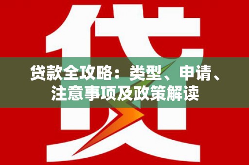 武汉贷款全攻略：类型、申请、注意事项及政策解读